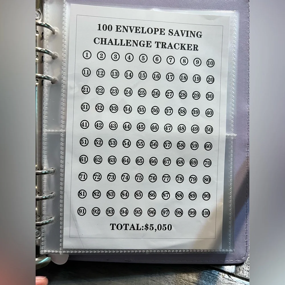 Lavender Savings Challenge Binder